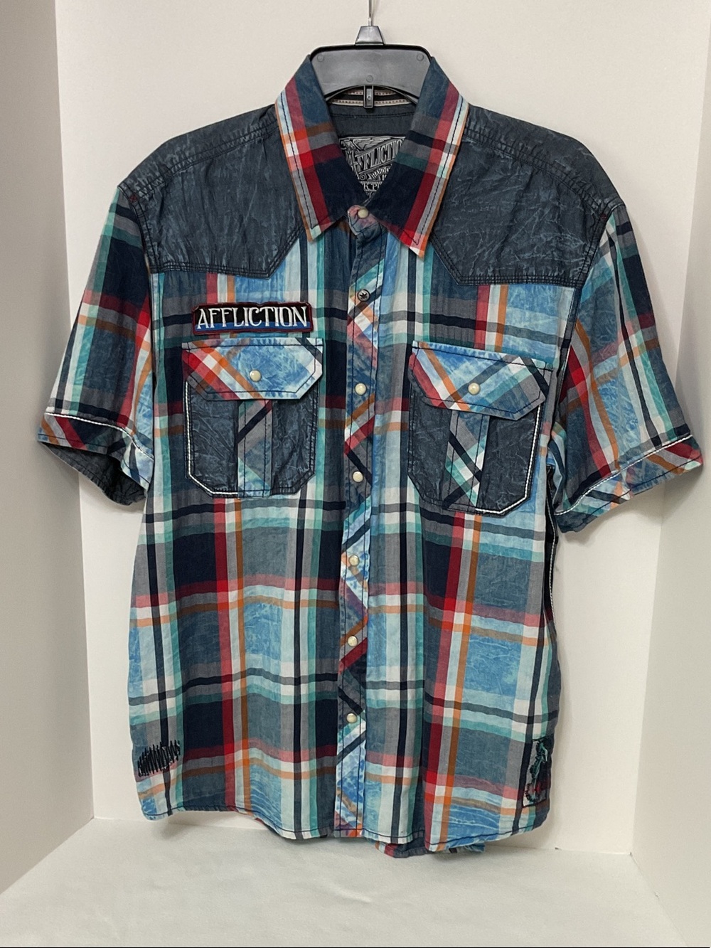AFFLICTION BLACK PREMIUM S/S SLIM FIT SHIRT - SZ XL